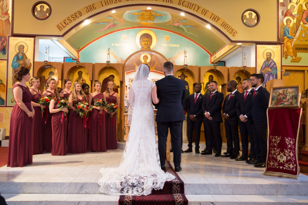 A Maine wedding with a ceremony at St Nicolas Greek Orthodox Church in Portsmouth New Hampshire