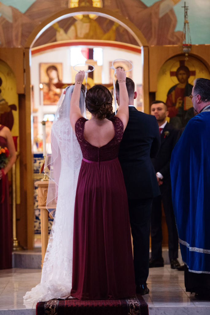 A Maine wedding with a ceremony at St Nicolas Greek Orthodox Church in Portsmouth New Hampshire