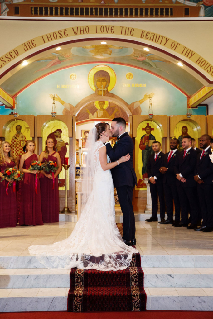 A Maine wedding with a ceremony at St Nicolas Greek Orthodox Church in Portsmouth New Hampshire