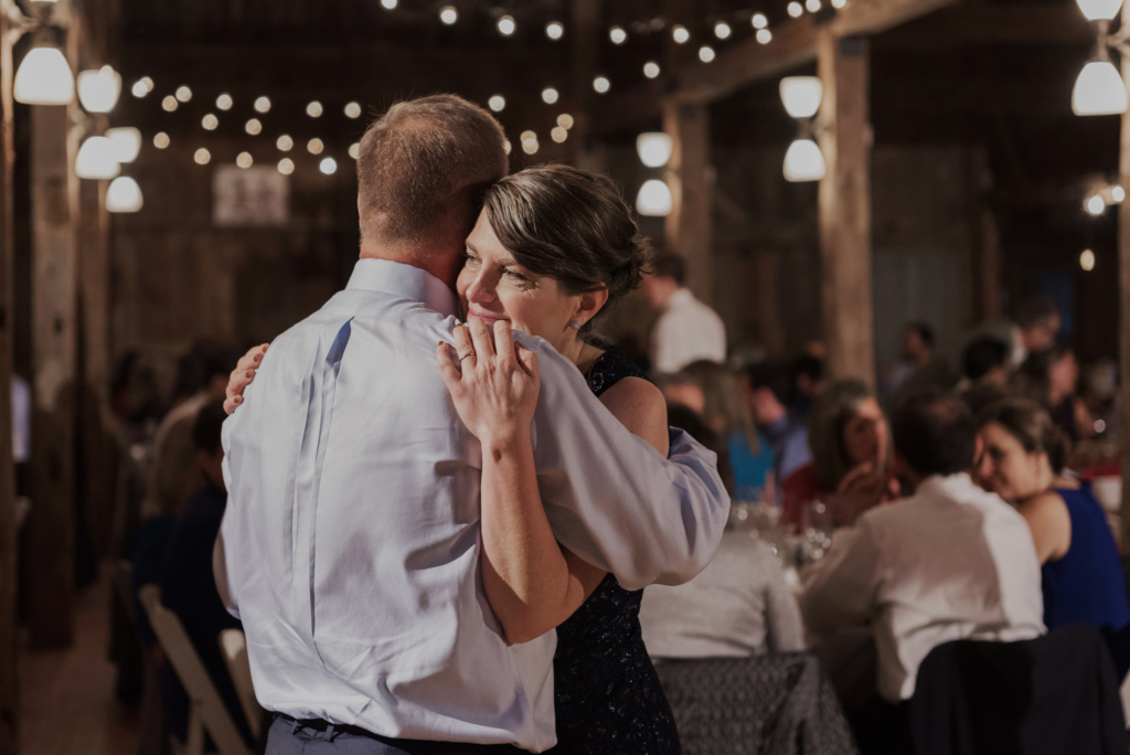 Jennifer's mom and dad dancing alone at The Barn on Walnut Hill