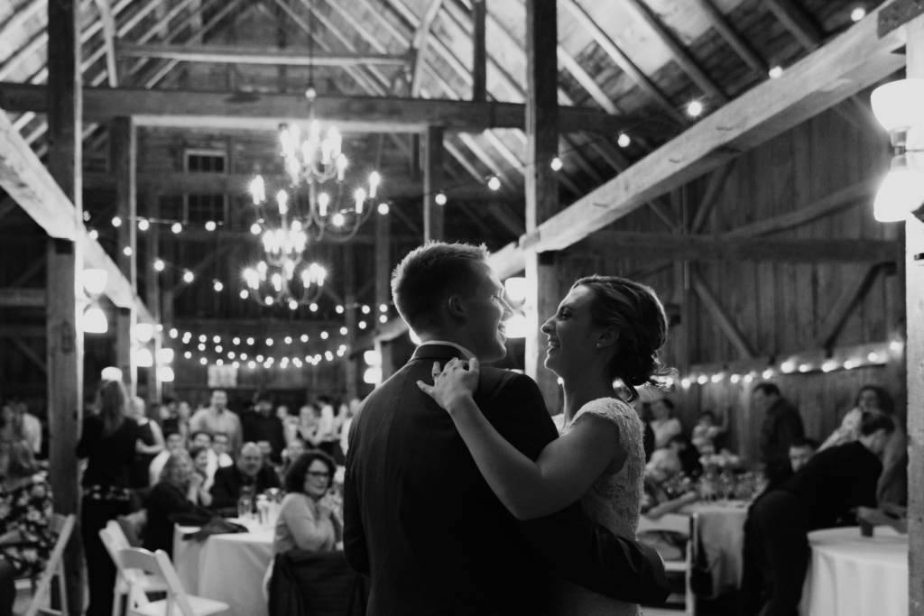 Ed and Jennifer dancing in the Barn at Walnut Hill