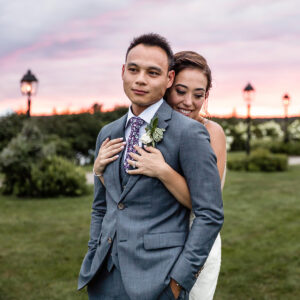 Tuyen and Elaina during a quiet moment at their Frenchs Point Wedding