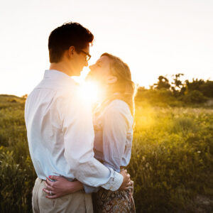 Philip and Kristin in the light of a perfect sunset during their Marthas Vineyard Engagement session.